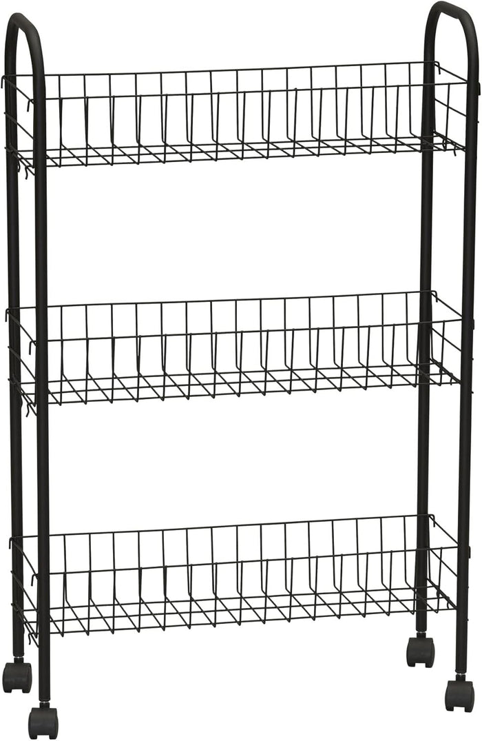 Household Essentials Slim Storage Cart, 3 Shelf Storage Cart with Wheels, Perfect for Laundry Rooms, Bathrooms, Pantries, Kitchens and More
