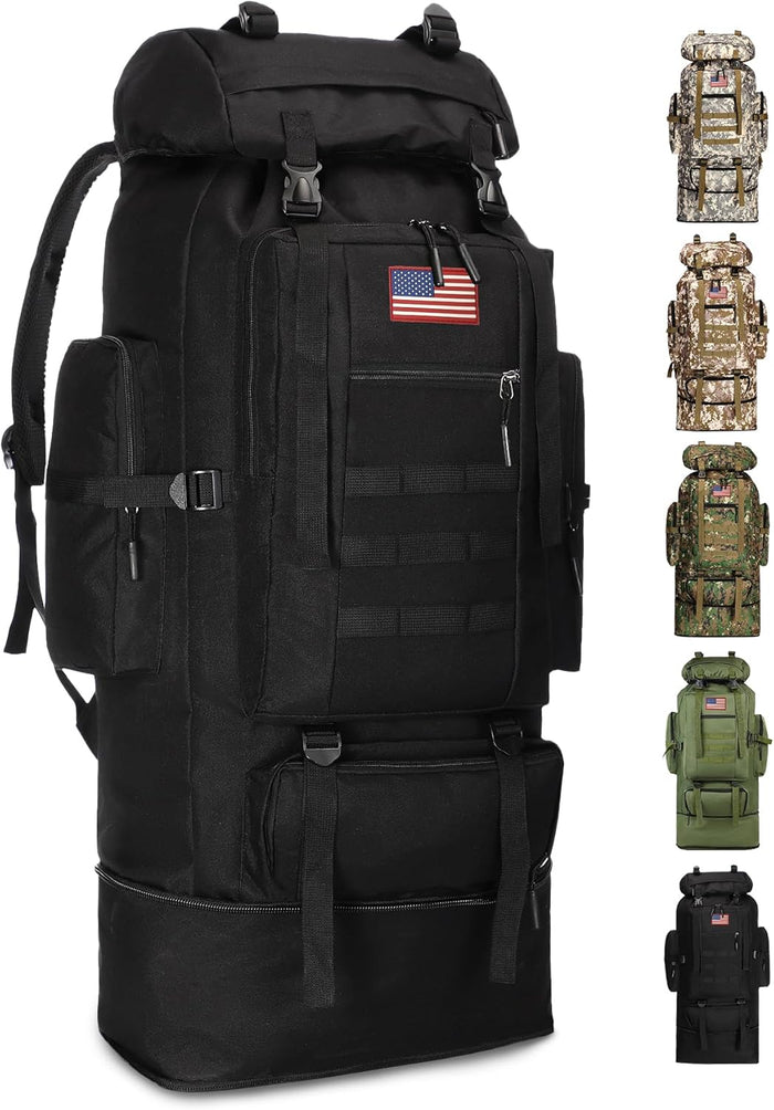 JUMAHE 80L 2-pack Hiking Backpack for Men with Sling Tactical Backpack - Rucksack Molle Military Tactical Waterproof Lightweight Camping Backpack 3 Day Assault Pack for Travel, Climbing, Backpacking