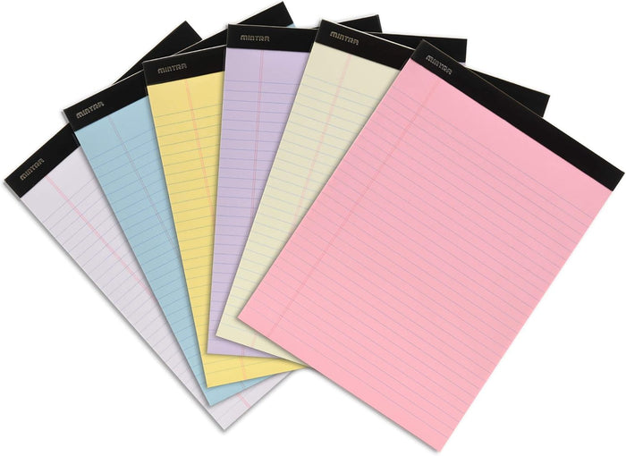 Mintra Office Legal Pads - ((BASIC PASTEL 6pk, 8.5in x 11in, NARROW RULED))