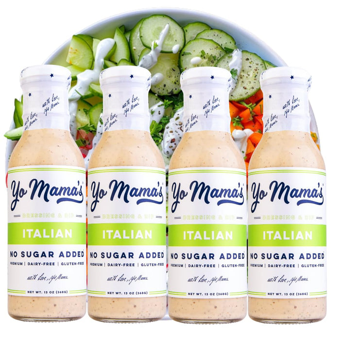 Yo Mama's Foods Gourmet Honey Balsamic & Asian Sesame Dressing and Salad Oil Combo Pack - Pack of (2) - Low Carb, Low Sodium, and Vegan