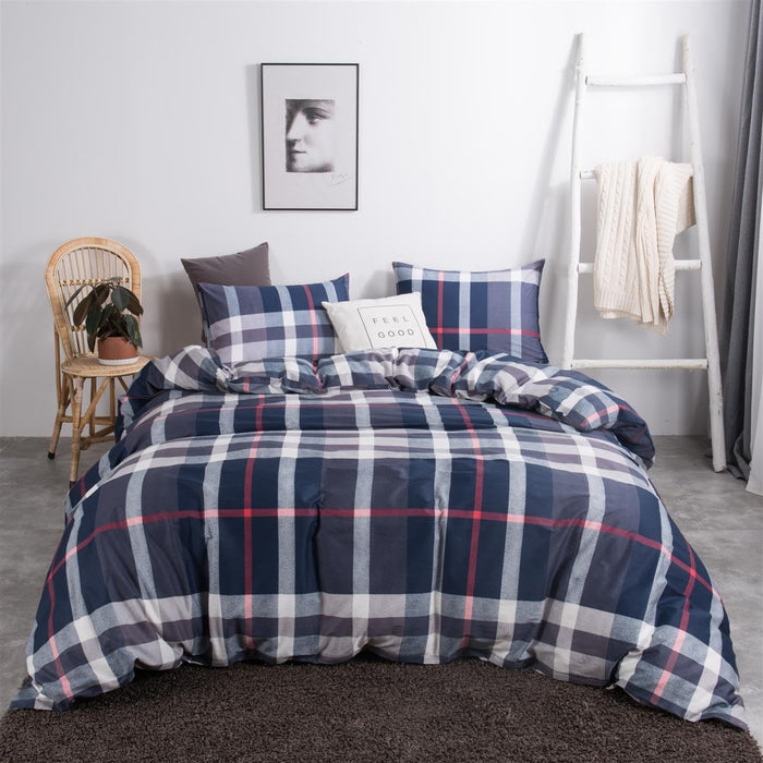 CLOTHKNOW Blue White Grid Twin/Twin XL Comforter Set Plaid Bedding Comforter Sets Blue Comforter Soft Lake Blue Comforter Sets Twin