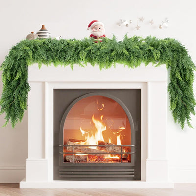 6 FT Christmas Garland, Cedar Garland -Realistic Artificial Christmas Garlands for Indoor and Outdoor Decor,Fireplace,Mantle,Doorway,Wreath-Green Faux Pine Garland for Christmas Decorations