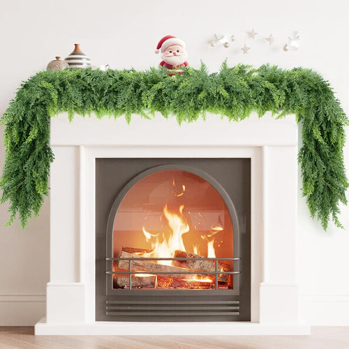 6 FT Christmas Garland, Cedar Garland -Realistic Artificial Christmas Garlands for Indoor and Outdoor Decor,Fireplace,Mantle,Doorway,Wreath-Green Faux Pine Garland for Christmas Decorations