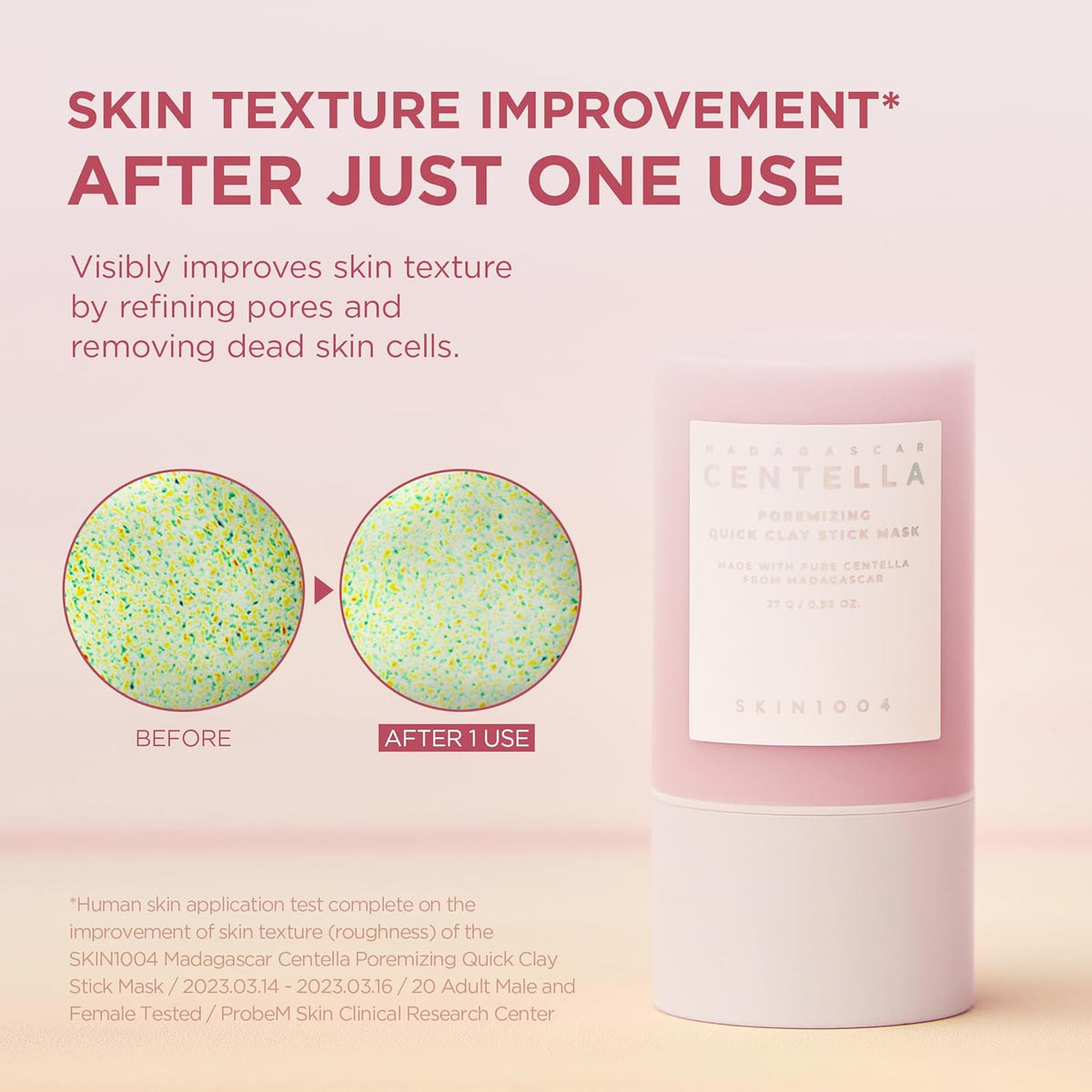SKIN1004 Poremizing Quick Clay Stick Mask 0.95oz, 27g, Korean Face Treatment for Pore Minimizing, Pink Clay Mask with Himalayan Pink Salt & Madagascar Centella for Skin Softness, Korean Skin Care
