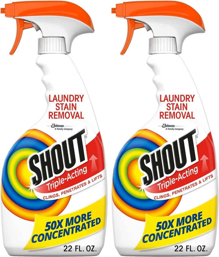 Shout Active Enzyme Laundry Stain Remover Spray, Triple-Acting Formula Clings, Penetrates, and Lifts 100+ Types of Everyday Stains - Prewash Spray 22oz