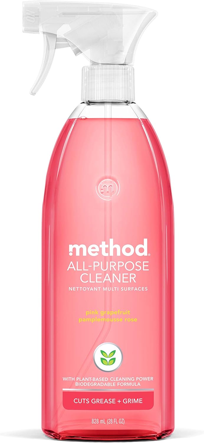 Method All-Purpose Cleaner Spray, Pink Grapefruit, Plant-Based and Biodegradable Formula Perfect for Most Counters, Tiles and More, 28 Fl Oz, (Pack of 4)