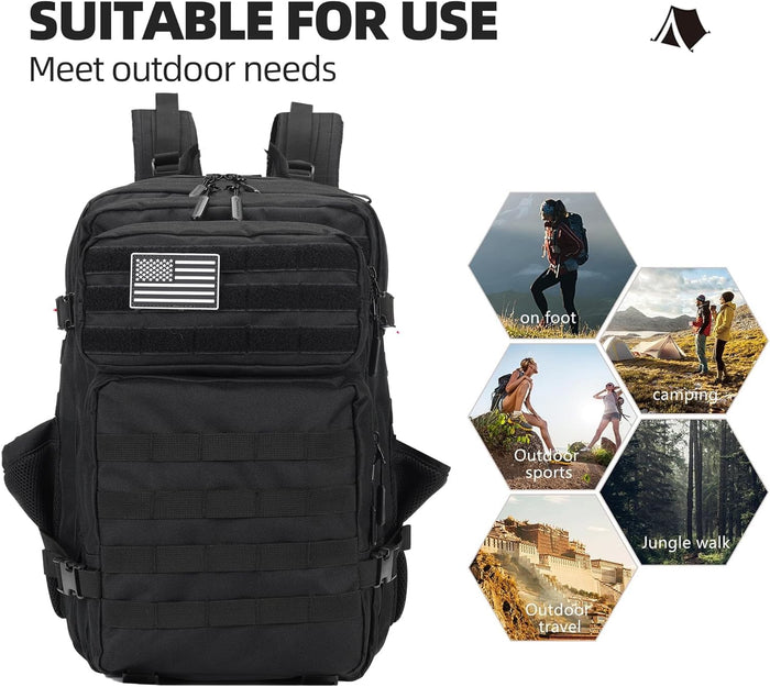 BAIXINGBAGS 45L Tactical Backpack Waterproof Military Backpack for Men Tactical Operations Tactical Assault Backpack (Pro-black_45L)