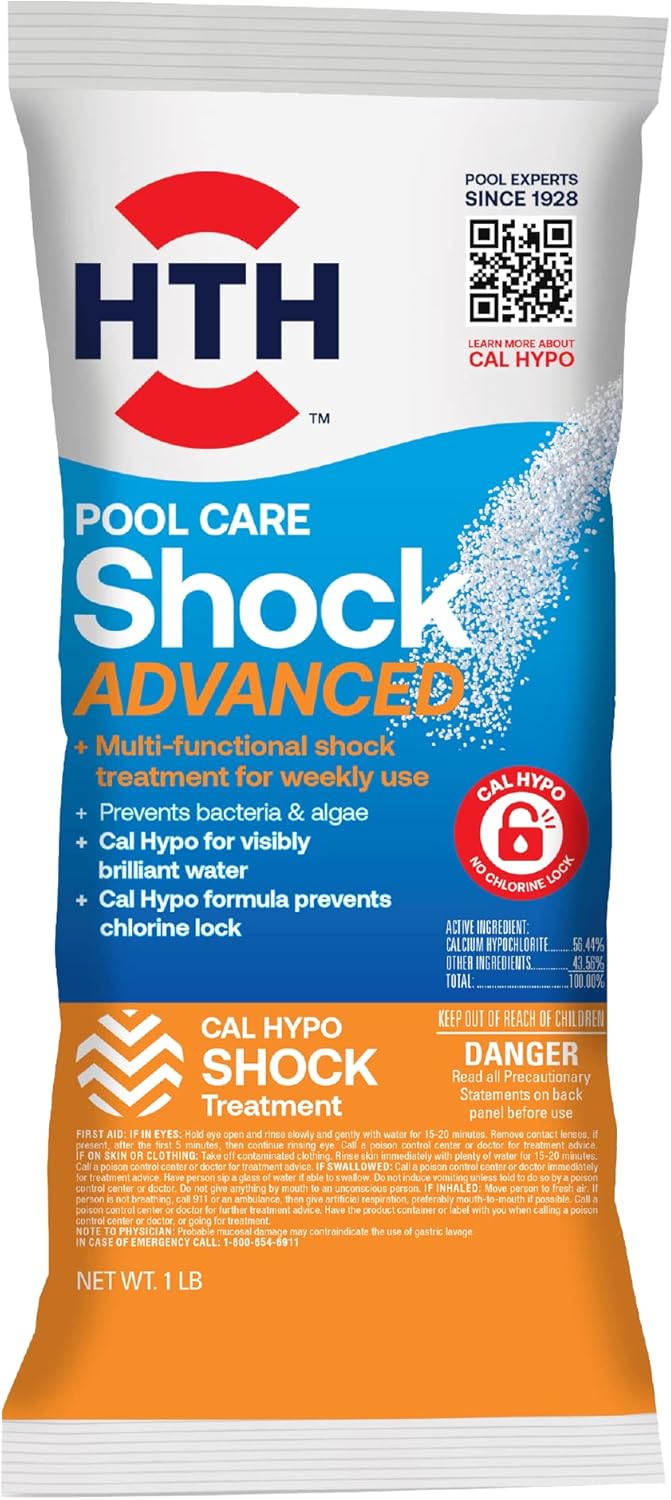 HTH 52036R Pool Care Shock Advanced, Swimming Pool Chemical - Cal Hypo Formula, Prevents Bacteria & Algae, Restores Crystal Clear Water - Shock Treatment, (6 Pack)