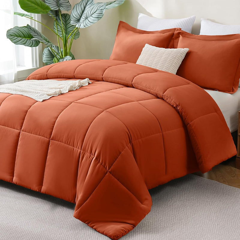 CozyLux King Size Comforter Set - Black Comforter King, 3 Pieces Box Stitched Bed Set for All Seasons, Soft Lightweight Bedding Sets with 1 Down Alternative Comforter and 2 Pillow Shams