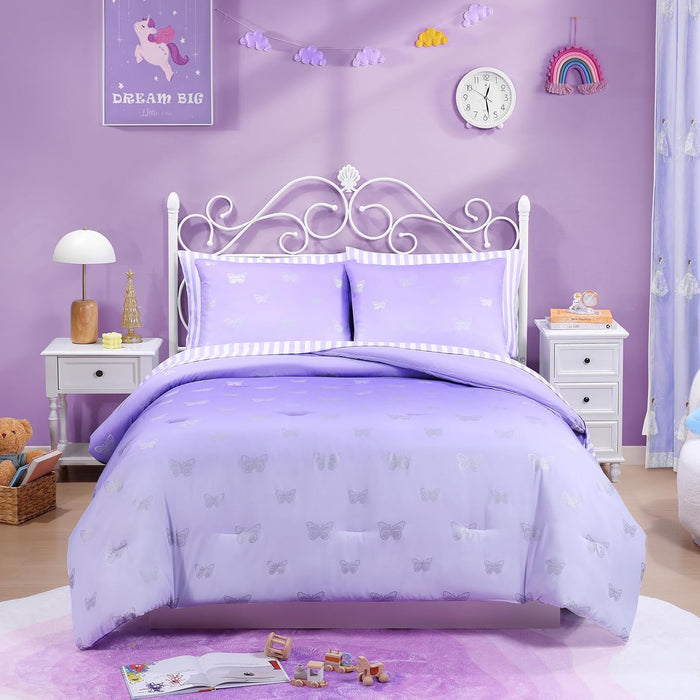 Twin Comforter Set with Sheets for Girls-5 Pieces Twin Bedding Sets with Pink Comforter, Sheets, Pillowcase & Sham for Kids (Pink Gold Heart, 66" X 86")