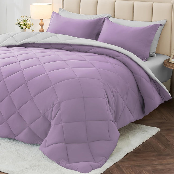 MUXHOMO 7 Pieces Full Comforter Set, Reversible Bed in a Bag Full Size, All Season Bedding Set with Comforter, Flat Sheet, Fitted Sheet, Pillowcases & Shams, Red & Black