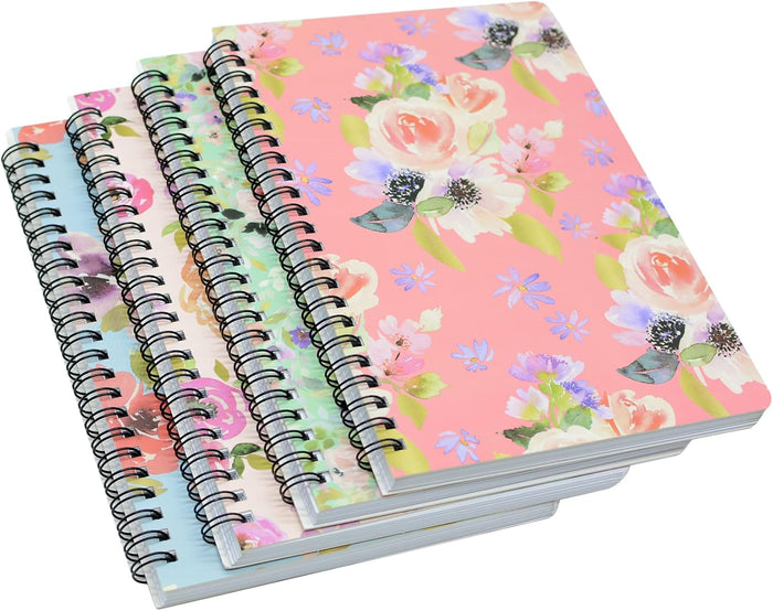 Yansanido Spiral Notebook, 4 Pcs A5 Thick Tree Design Hardcover 8mm Ruled 4 Color 80 Sheets -160 Pages Journals for Study and Notes (Tree)