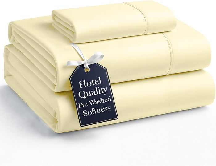 Casa Platino Sheets Twin XL Size Bed Set, Pre-Washed Ultra Soft & Breathable Twin XL Bed Sheets Set, Brushed Microfiber Cooling Sheets, Twin XL Size Sheets Set with Deep Pockets - Vanilla
