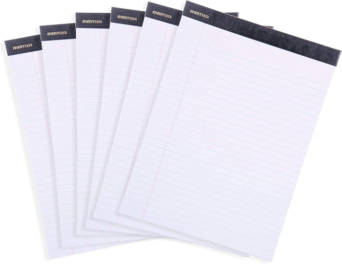Mintra Office Legal Writing Pads – White Narrow Ruled Paper for Writing & Note-Taking – Ideal Notepads for Business, College, School & Office Use – 8.5" x 11" (6 Pack)