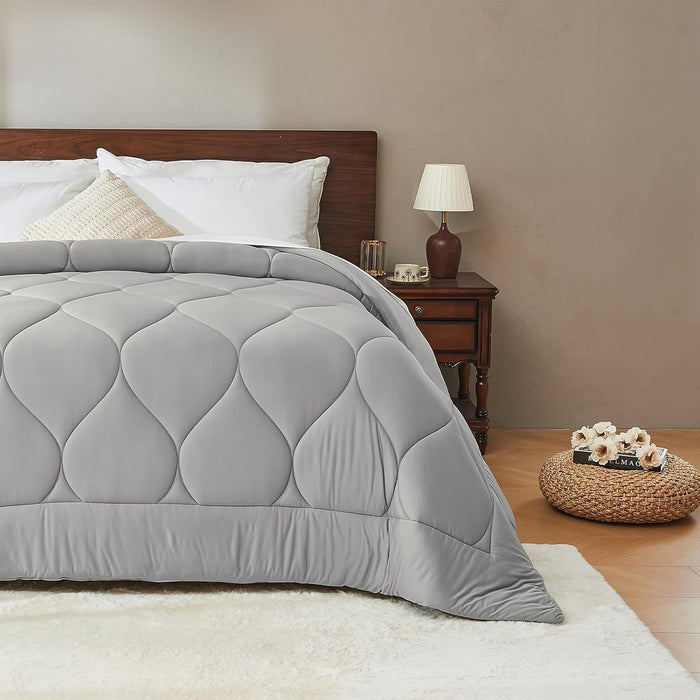 Bestier Skin-Friendly Down Alternative Comforter - Comforters King Size - Sorona® King Comforters with Anti-clumping Fiber, Soft Bedding Comforters All Seasons, Machine Washable - Grey, 104"x90"