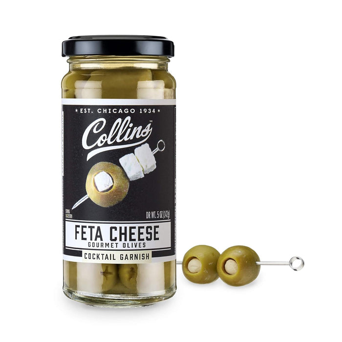 Collins Gourmet Blue Cheese Olives, Premium Stuffed-Cheese Garnish for Cocktails, Martinis, Bloody Marys, Snack Trays, Charcuterie, and Salads, Condiment Olives, 4.5 Oz