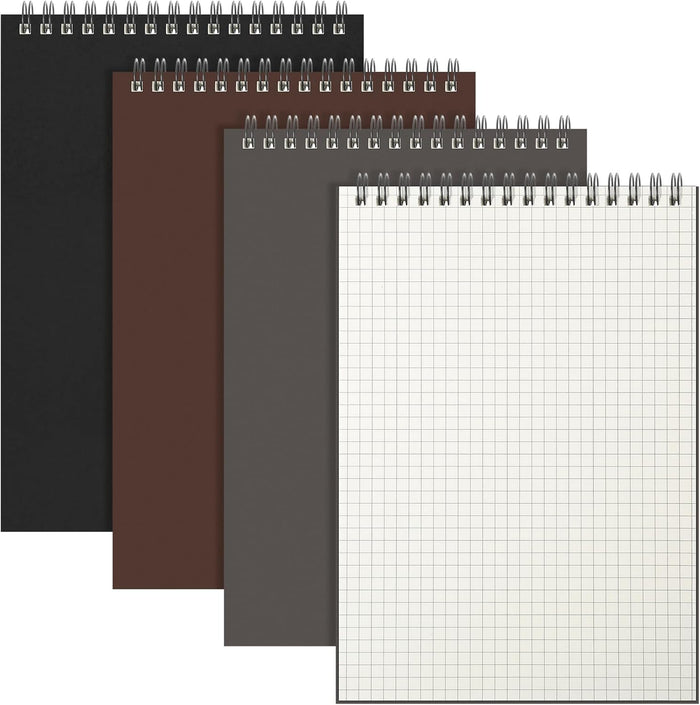 2 Pack Graph Paper Spiral Notepad A5 Top Wirebound Notepad Grid Notebook Steno Pads Memo Notebook Grid Paper 140 Pages for Writing Sketching Drawing Office Supplies (Black)
