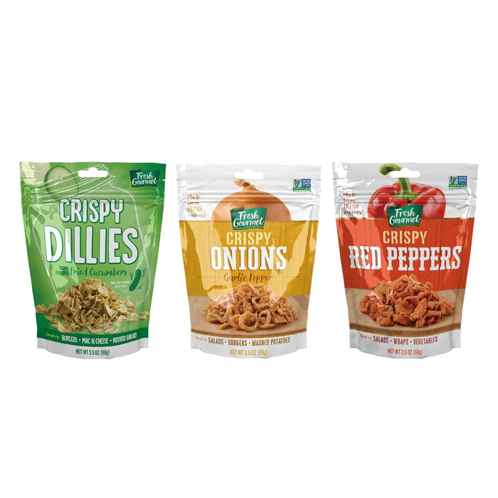 Fresh Gourmet Crispy Red Peppers | 3.5 Ounce, Pack of 6 | Low Carb | Crunchy Snack and Salad Topper