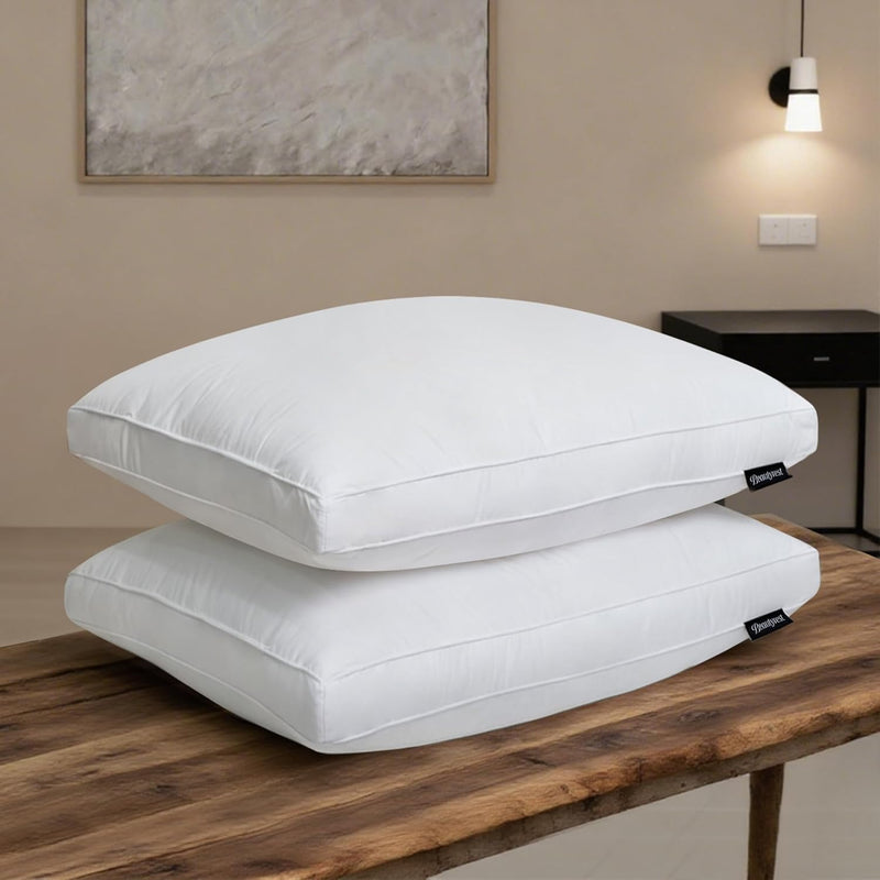 Beautyrest Goose Feather Down Fiber Gusseted Hotel Luxury Bed Pillows, 100% Cotton Cover, Jumbo Size Set of 2, White 2 Count