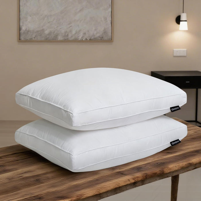Beautyrest Goose Feather Down Fiber Gusseted Hotel Luxury Bed Pillows, 100% Cotton Cover, Jumbo Size Set of 2, White 2 Count