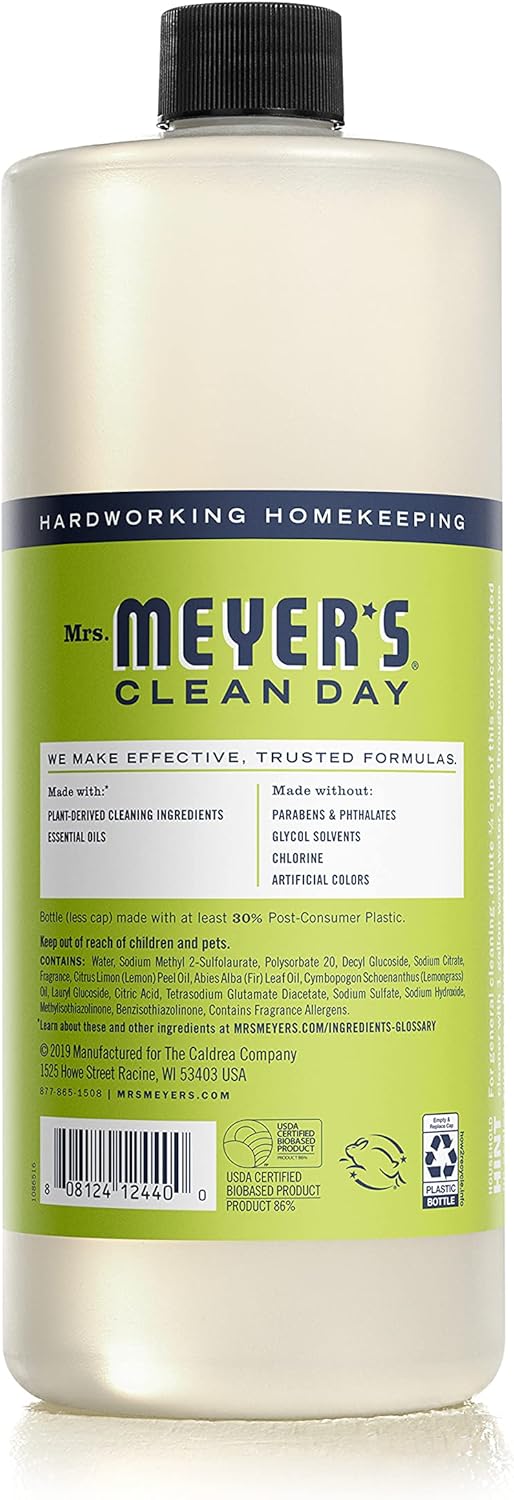 MRS. MEYER'S CLEAN DAY Multi-Surface Cleaner Concentrate, Use to Clean Floors, Tile, Counters, Lemon Verbena, 32 Fl. Oz - Pack of 2