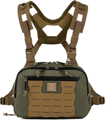 Tactical Chest Rig Bag, 3L Utility Hypalon Molle Chest Rig With Map Pocket 500D Cordura Chest Bag for Hunting Workouts (Ranger Green)
