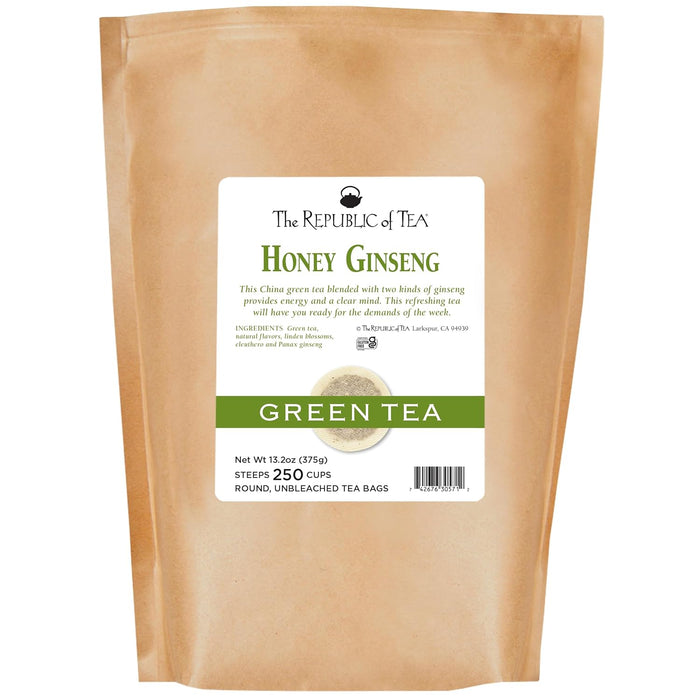 The Republic of Tea - Honey Ginseng Green Tea, 50 Tea Bags, Tin | Flavored Gourmet Tea | Caffeinated