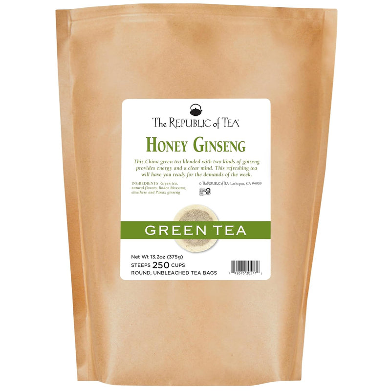 The Republic of Tea - Honey Ginseng Green Tea, 50 Tea Bags, Tin | Flavored Gourmet Tea | Caffeinated