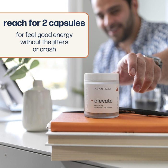 Avantera Elevate Premium Nootropic Supplement - Beat Brain Fog - Best Focus Supplements for Memory & Focus Support - Energy Without Crash - 60 Count Pills for Women & Men