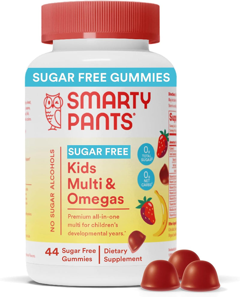 SmartyPants Organic Kids Multivitamin Gummies: Probiotics, Omega 3 (ALA), Vitamin D3, C, Vitamin B12, B6, A, K & Zinc for Immune Support, Biotin, Three Fruit Flavors, 120 Count (30 Day Supply)