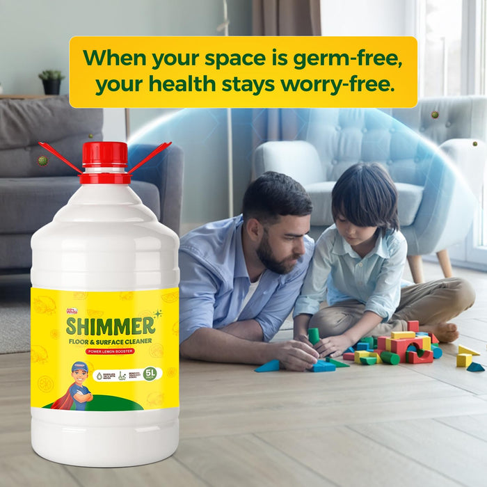 Shimmer Floor & Surface Cleaner Phenyl – 5L Mega Jar | Power Lemon Booster Formula | Long Lasting Fragrance