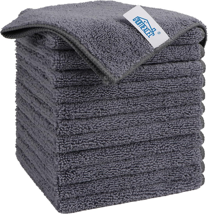 HOMEXCEL Microfiber Cleaning Cloth,12 Pack Cleaning Rags, Cleaning Towels with 4 Color Assorted, 11.5"X11.5"(Green/Blue/Yellow/Pink)