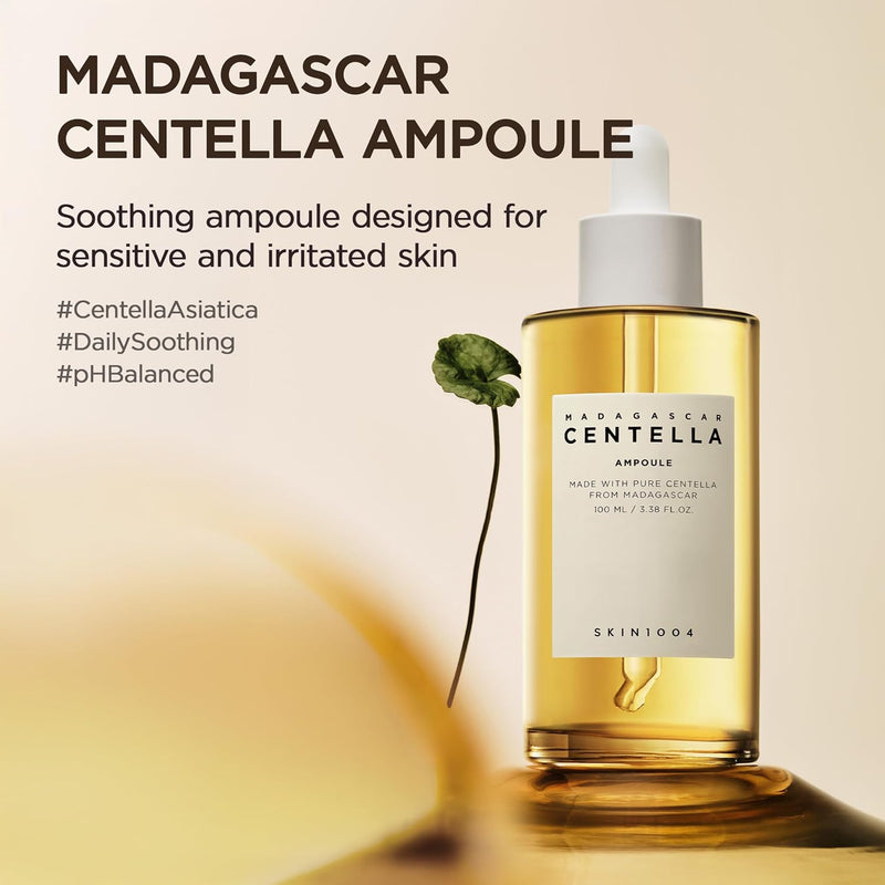 SKIN1004 Madagascar Centella Ampoule 3.38 fl.oz, 100ml, Korean Face Serum with Centella Asiatica, Hydrating and Moisturizing Care, Soothing Facial Serum for Skin Balance and Glow, Korean Skin Care