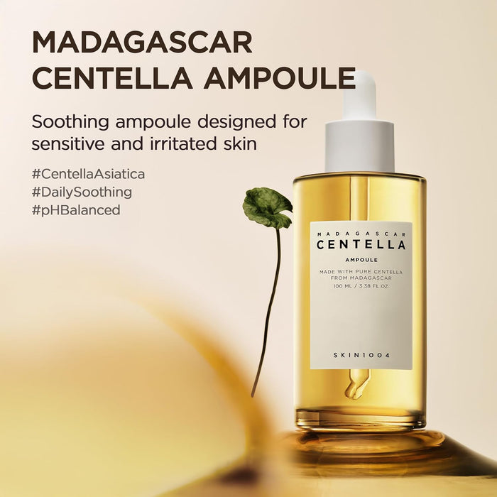 SKIN1004 Madagascar Centella Ampoule 3.38 fl.oz, 100ml, Korean Face Serum with Centella Asiatica, Hydrating and Moisturizing Care, Soothing Facial Serum for Skin Balance and Glow, Korean Skin Care