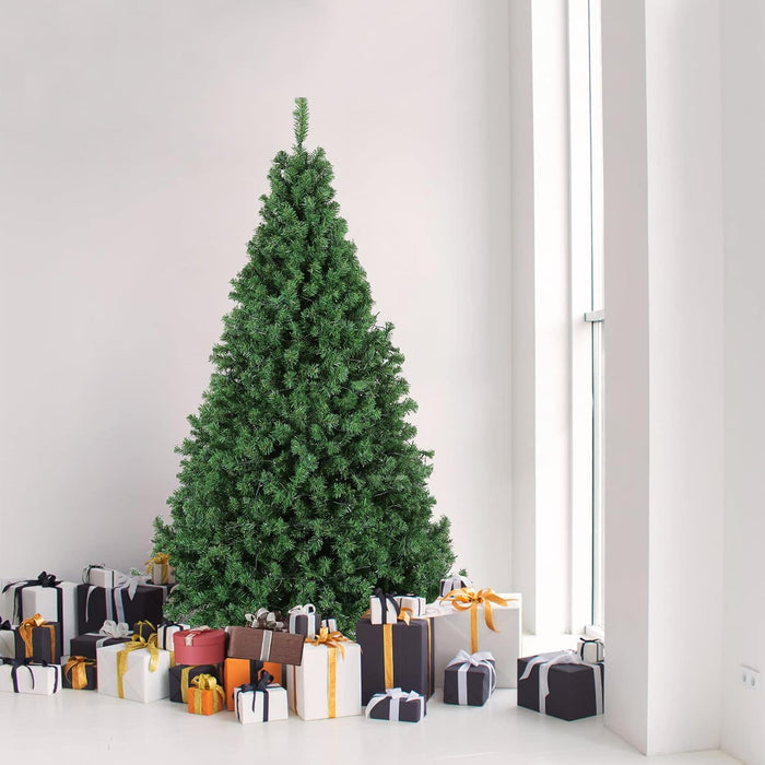 6FT Unlit Artificial Christmas Tree for Holiday Decoration, Premium Hinged Spruce Green Xmas Tree with 800 Branch Tips and Foldable Metal Stand for Home, Office, Party