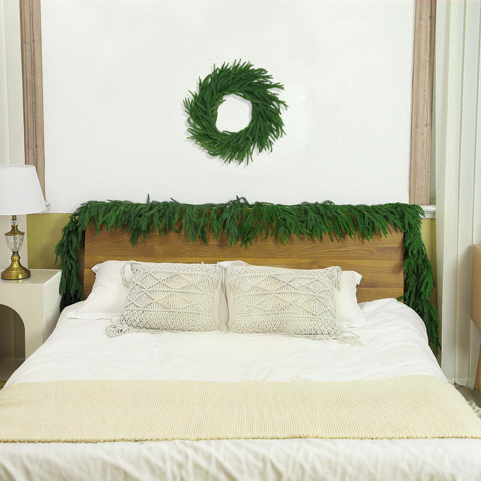 4 Pcs 6 Ft Artificial Norfolk Pine Garland, Real Touch Dense Faux Greenery Garland for Mantle, Table, Wall, Indoor & Outdoor Christmas Decorations