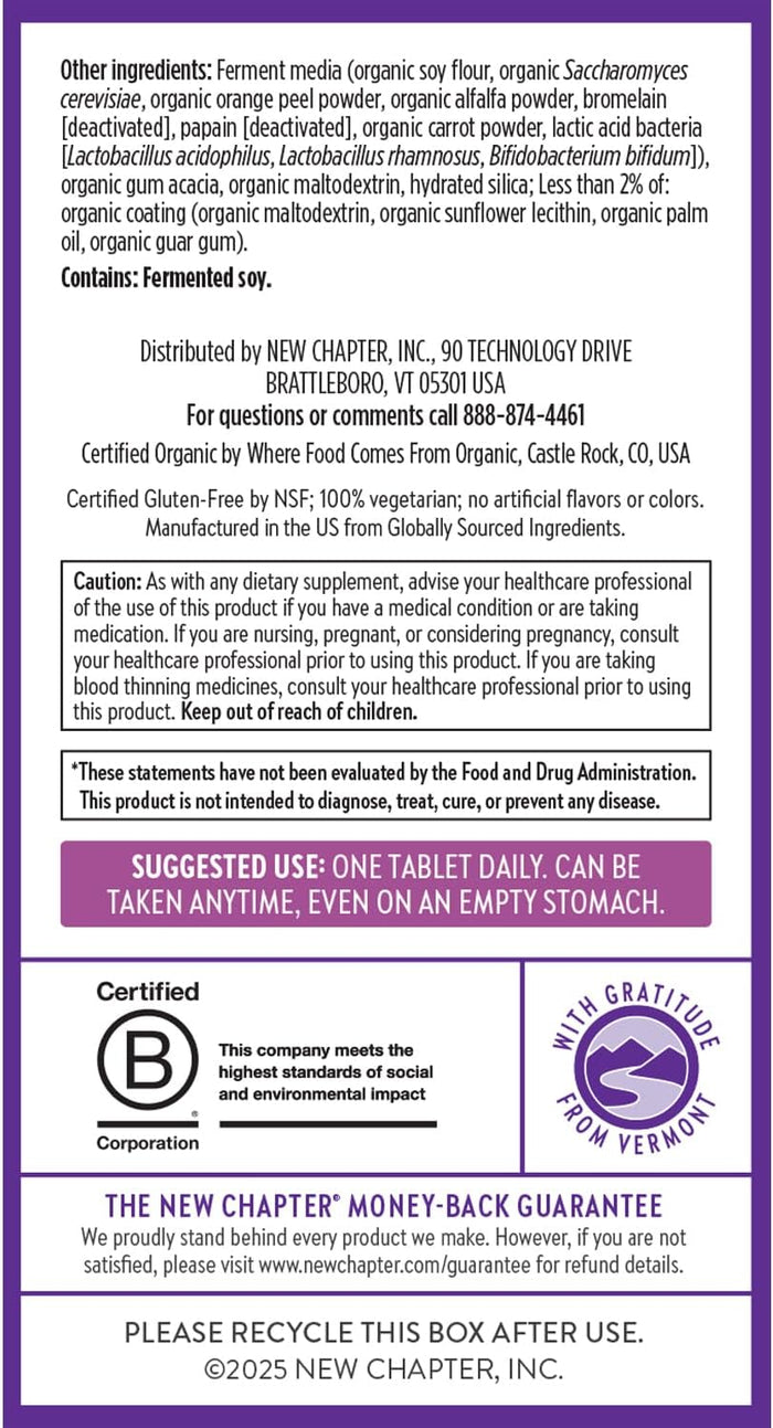 New Chapter Women's Multivitamin 40 plus with Fermented Vitamin C, Vitamin D3, Vitamin B12, Chaste Tree & Zinc - Every Woman's One Daily 40+, Made with Organic Vegetables & Herbs - 72 Tablets