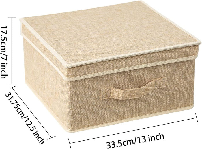 Storage Bins with Lid, Foldable Clothing Storage Box case with Handle for Closet, Bedroom, Home, 4 Color Set A, 13L x 12.5W x 7H inch