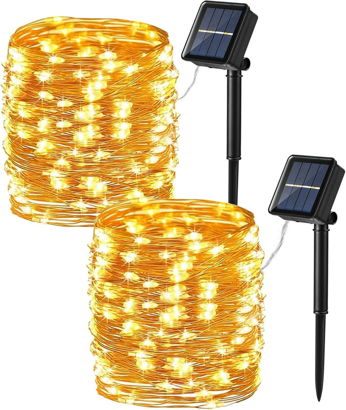 Brizled Orange & Purple Halloween Lights, 2 Pack Total 78FT 240 LED Solar Halloween Fairy Lights, 8 Modes Outdoor Orange Fairy Light, Purple Twinkle Light String Black Wire Outside Spooky Decorations