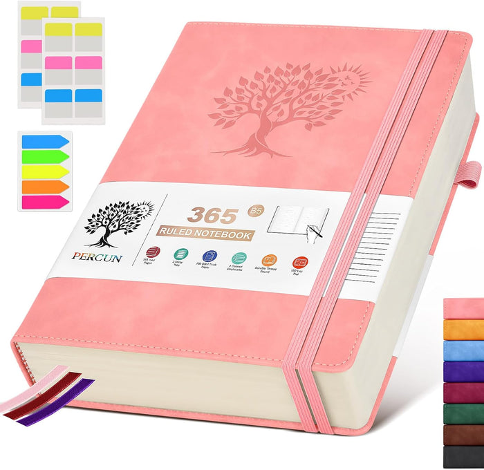 A5 Lined Journal Notebook - 365 Page Leather Journals for Writing Women & Men，Hardcover Notebook with 100Gsm Thick Pages，Daily Diary for Travel, Work，School，Note Taking，College Ruled (5.9" x 8.5")