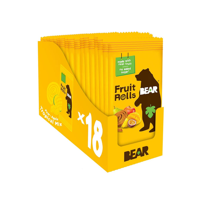 BEAR Real Fruit Snack Splits - Gluten Free, Vegan, and Non-GMO - Variety Pack (Apple/Strawberry, Raspberry/Pineapple)– Healthy School And Lunch Snacks For Kids And Adults, 0.7 Ounce (Pack of 20)