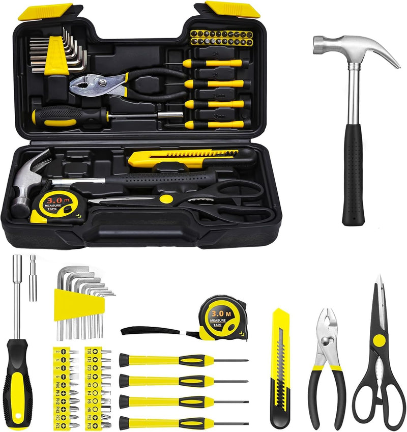 39 Piece All Purpose Basic Household Pink Tool Kit for Women - Small Tool Set with Toolbox Great for Home, Garage, Office and College Dormitory Use