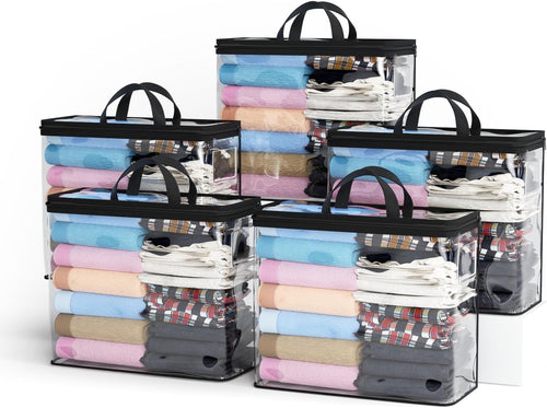 10PACK Clear Zippered Storage Bags for Clothes, 22L Clear Storage Bag, and Blanket Storage Bags for Bedding, Linen, Blankets, Comforters, Clothing & Toys (Purple)