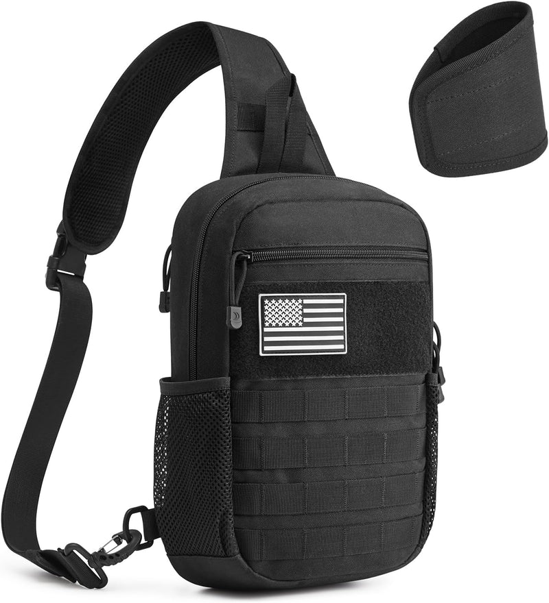 G4Free Tactical Sling Bag Backpack for Men,Military Durable Shoulder Pack Tactical Bag for Travel, Hiking, Outdoor Sports Khaki
