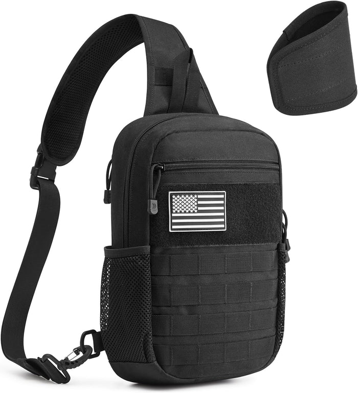 G4Free Tactical Sling Bag Backpack for Men,Military Durable Shoulder Pack Tactical Bag for Travel, Hiking, Outdoor Sports Khaki