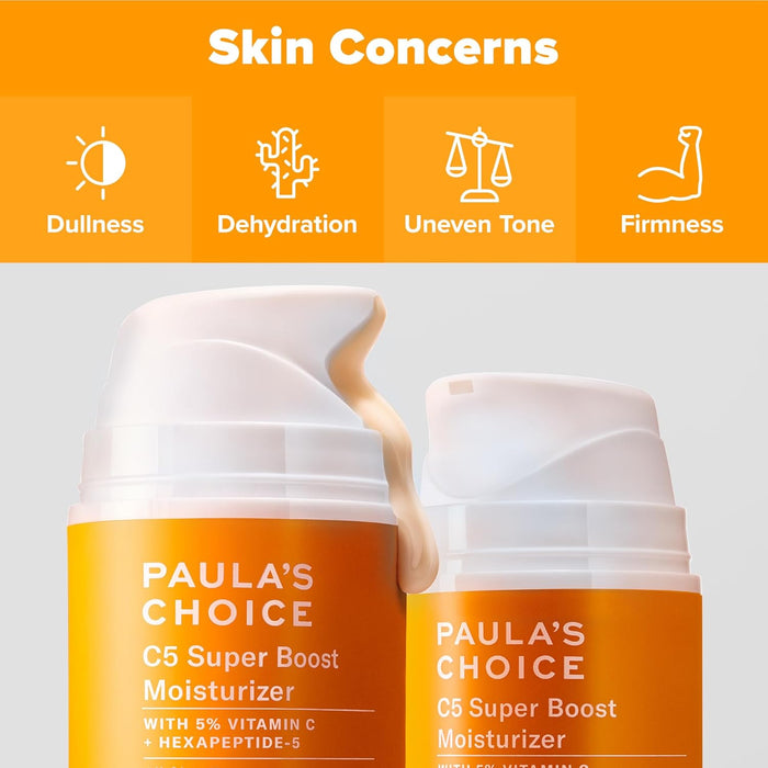 Paula's Choice C5 Super Boost Face Moisturizer with 5% Vitamin C & Squalane, Daily Face Lotion for Discoloration, Uneven Tone, Fine Lines & Breakout-Prone Skin, Fragrance-Free
