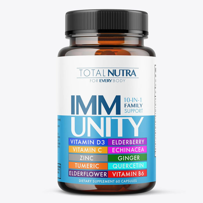 Total Immune 6-in-1 Liquid Multivitamin Supplement | 100% Daily Zinc, Vitamin D3, Vitamin C Immunity Drops Vitamin Liquid | Elderberry, Echinacea, Ginger Support for Adults & Kids | 4 oz Passion Fruit