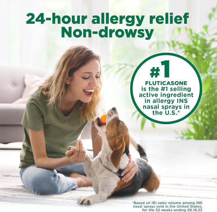Amazon Basic Care 24-Hour Allergy Relief Nasal Spray, Fluticasone Propionate (Glucocorticoid), 50 mcg, Full Prescription Strength, Non-Drowsy, 0.62 fl oz (Pack of 1)