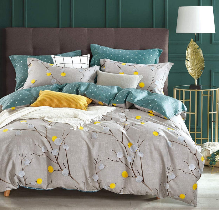SLEEPBELLA Comforter Queen Size, 600 Thread Count Cotton White Printed with Blue & Blush Flowers Cotton Comforter Set,Down Alternative Bedding Set 3Pcs(Queen, White Floral)