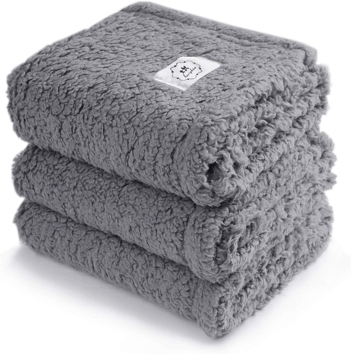 1 Pack 3 Calming Blankets Fluffy Premium Fleece Pet Blanket Soft Sherpa Throw for Dog Puppy Cat Beige Small (23" x16'')